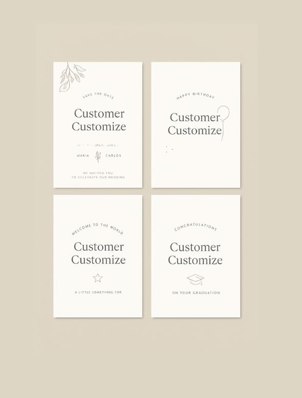 Customized cards made for every occasion – Weddings, Birthdays, Newborns, and Graduations. Designed with love, just for you!